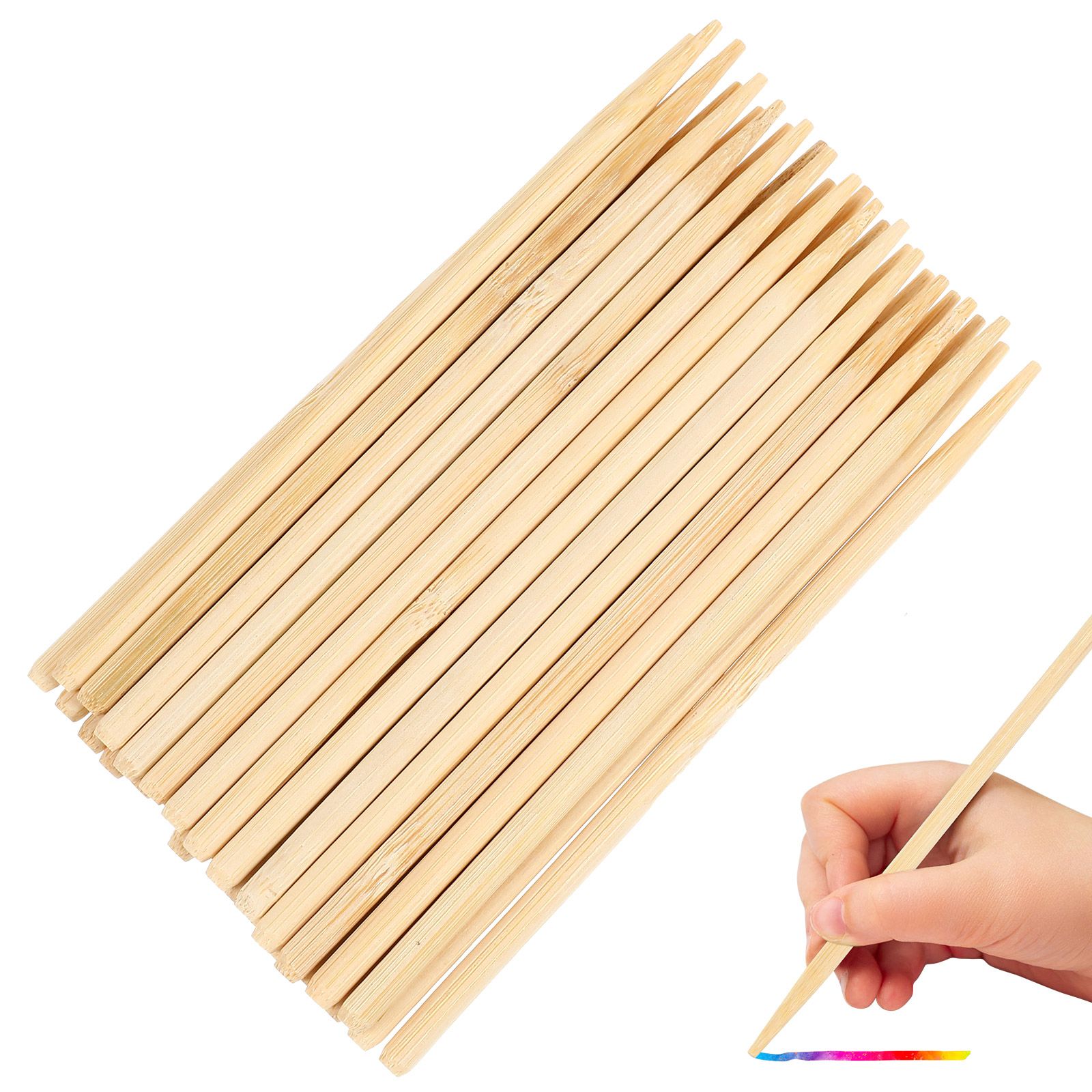 Woodworking Kids Toys - 30 個木製スクラッチペイント竹ペンワックススティック髪小枝ツールスクラッチ描画スティック