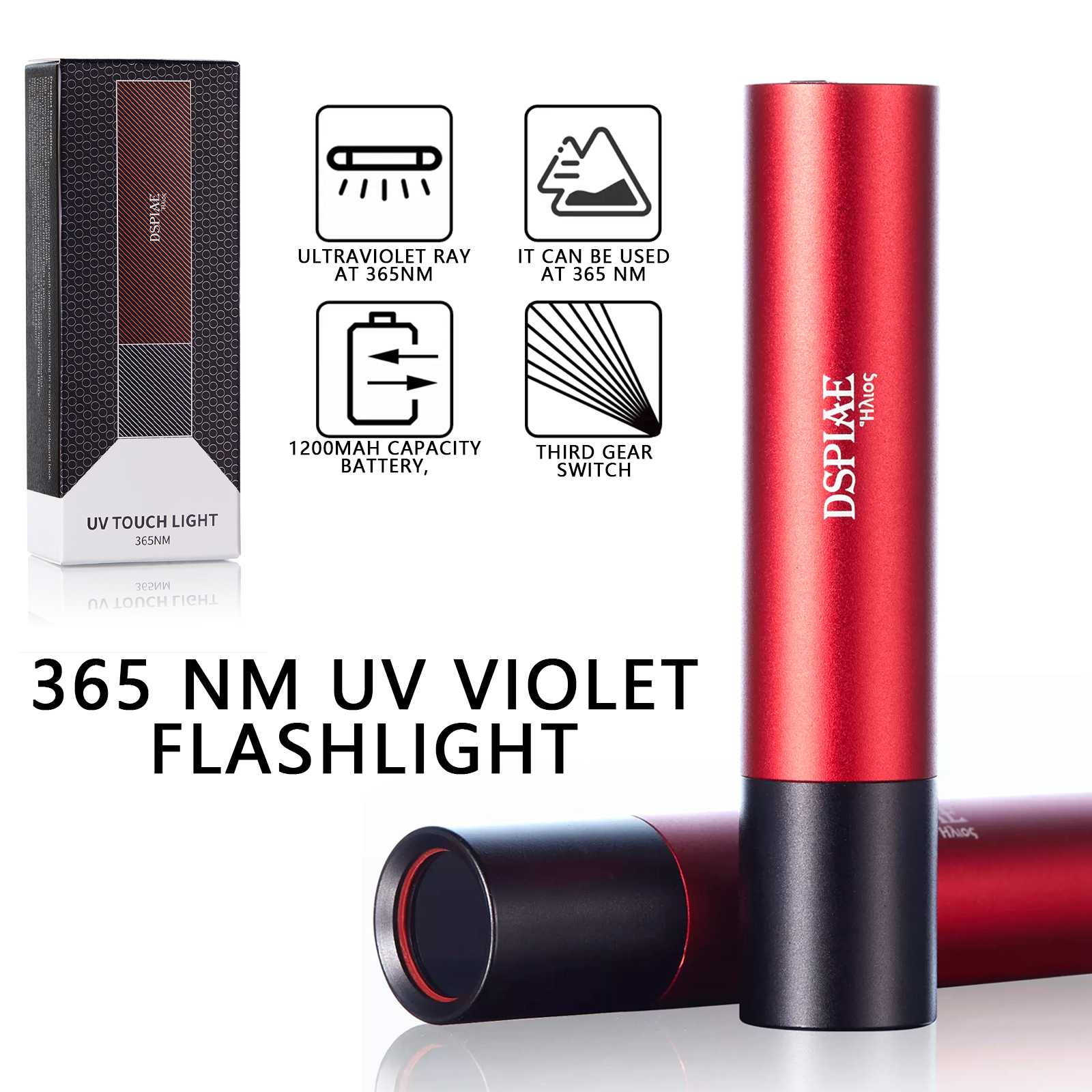 Woodworking Uv Light - ポータブル紫外線懐中電灯,365nm紫外線,UV-T,バイオレットツール,赤いmicroUSB,3ギア,1200mah,120x45x30mm