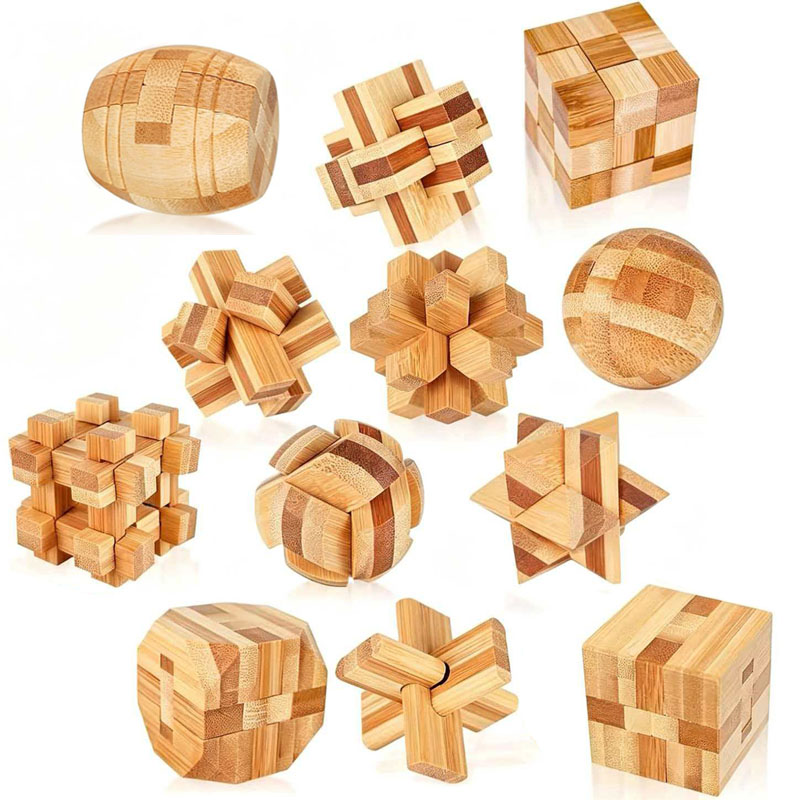 Woodworking Kids Toys - 新しい4.5cmルバンロックパズル竹製解錠インターロック脳トレおもちゃIQと論理テスト教育玩具子供と大人向け