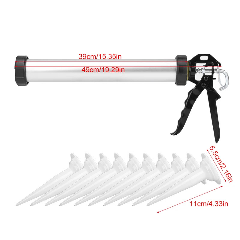 Woodworking Terms - 1 個 600 ミリリットルアルミチューブシリコーンコーキングガン 10 ノズルアルミ合金製長期安定したガラス接着剤コーキングツール