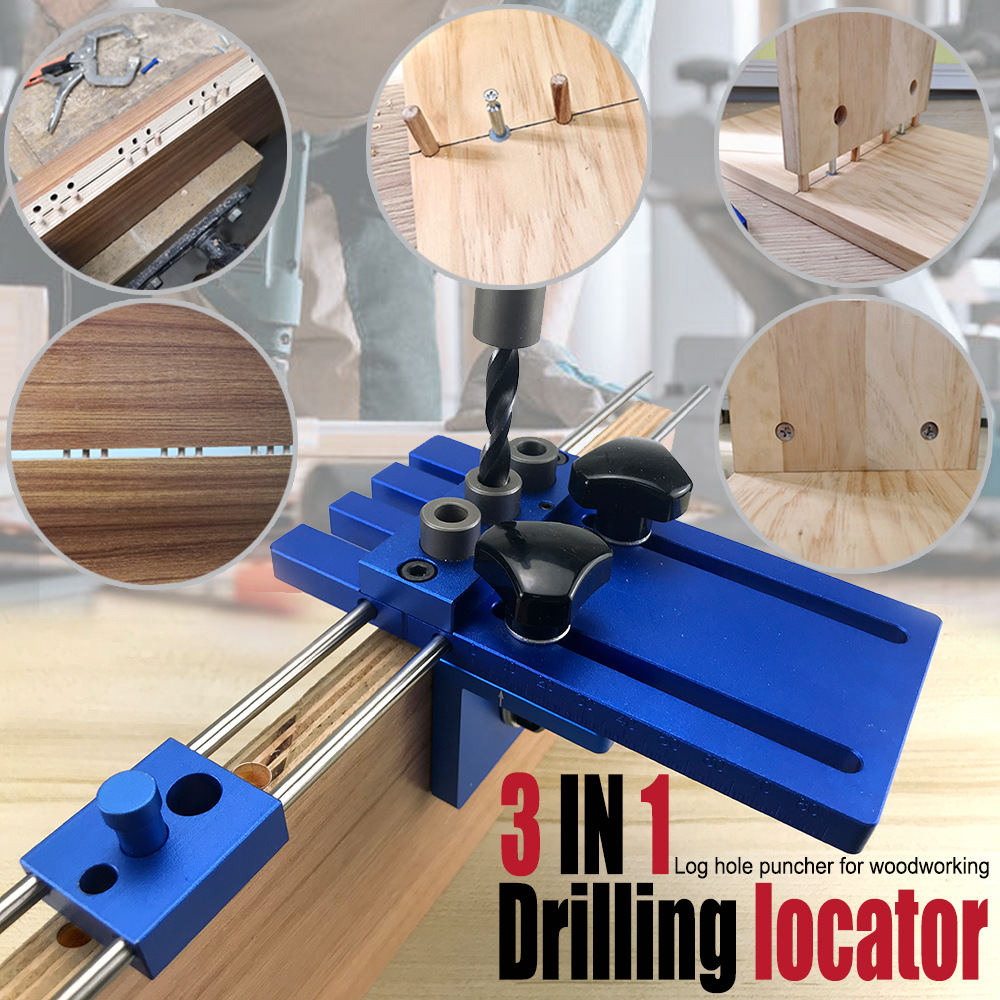Furniture And Woodworking - 3-in-1穴あけ器、木材埋め込み部品位置特定器、丸型木材ほぞ穴あけ器、木製家具用木工穴あけ器