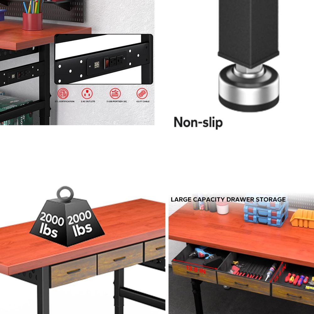 60インチの高さ調節可能なワークベンチデスク、デスクトップ、 - Woodworking Work Table のレビューと価格