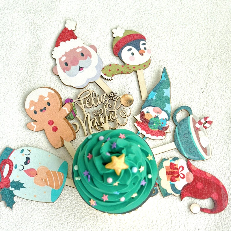 スペインの祝祭用プリント木製ケーキトッパー、ヒスパニックのク - Woodworking Xmas Decorations のレビューと価格