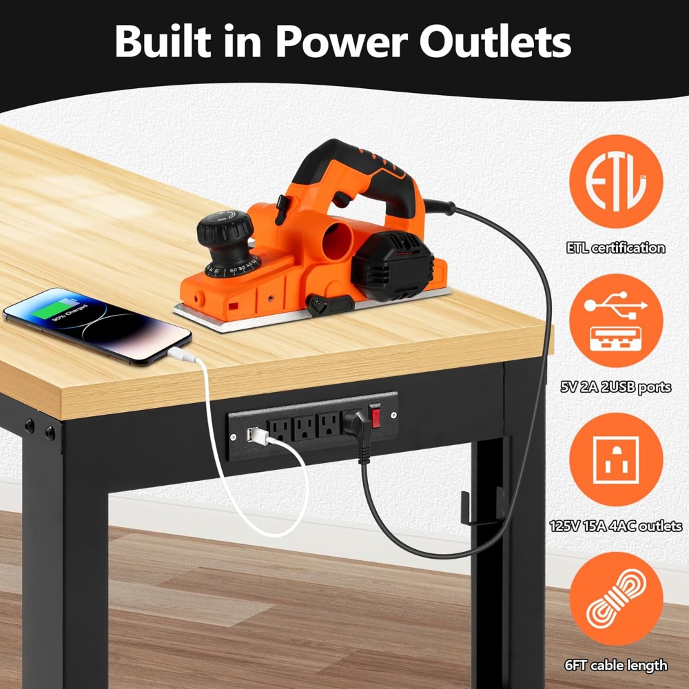 調整可能な作業台、頑丈な木製作業台、耐荷重2000ポンド、電 - Woodworking Work Table のレビューと価格