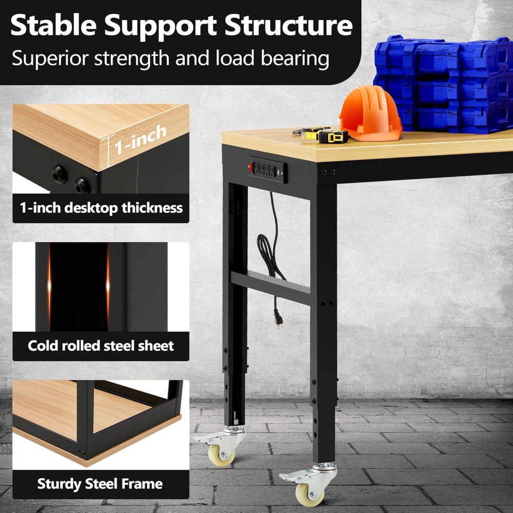 調整可能な作業台、頑丈な木製作業台、耐荷重2000ポンド、電 - Woodworking Work Table のレビューと価格