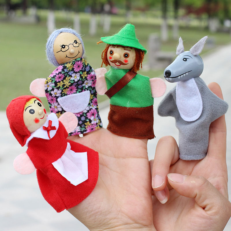 4 ピース/ロット子供の指人形人形ぬいぐるみ赤ずきんちゃん木 - Woodworking Kids Toys のレビューと価格