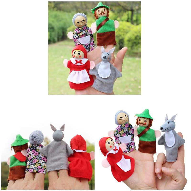 4 ピース/ロット子供の指人形人形ぬいぐるみ赤ずきんちゃん木 - Woodworking Kids Toys のレビューと価格