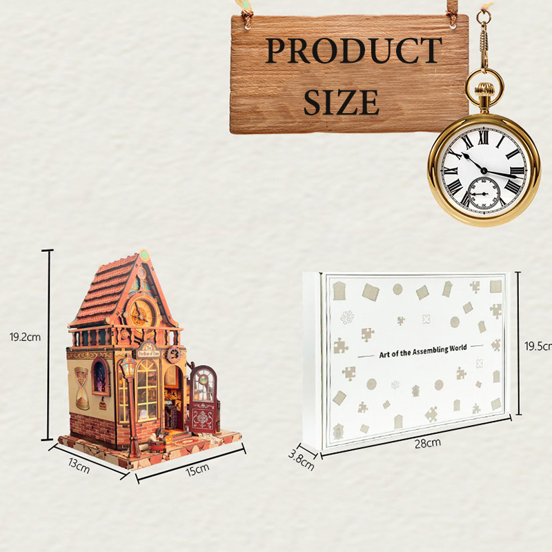 新しい木製ドールハウスタイムパビリオンミニチュアモデル家具キ - Woodworking Kids Toys のレビューと価格