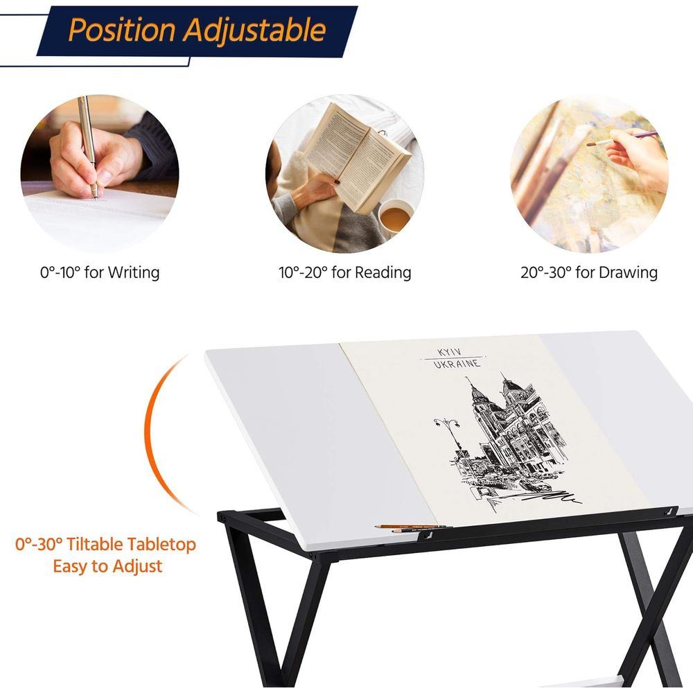 ドレーティングテーブルまたはアーティスト用アートデスク、絵画 - Woodworking Work Table のレビューと価格