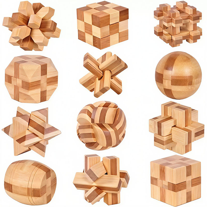新しい4.5cmルバンロックパズル竹製解錠インターロック脳ト - Woodworking Kids Toys のレビューと価格