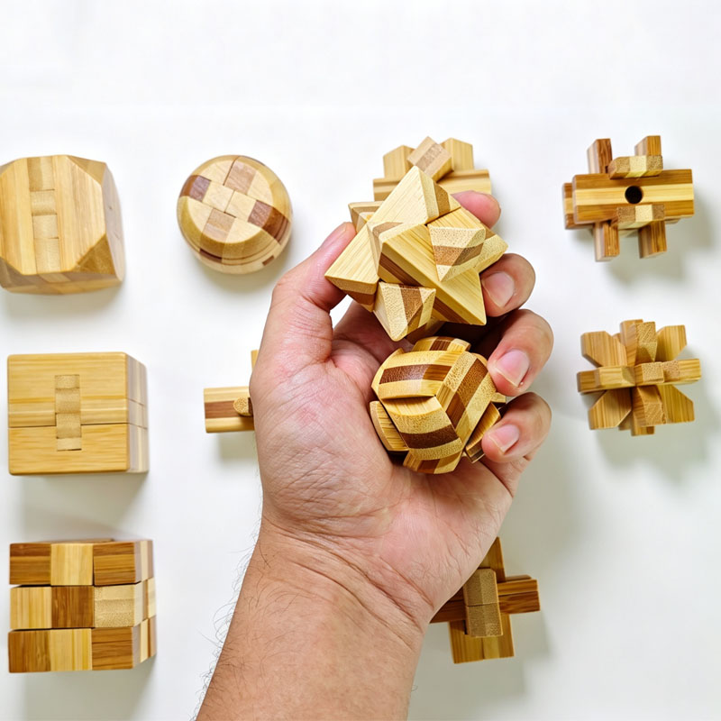 新しい4.5cmルバンロックパズル竹製解錠インターロック脳ト - Woodworking Kids Toys のレビューと価格