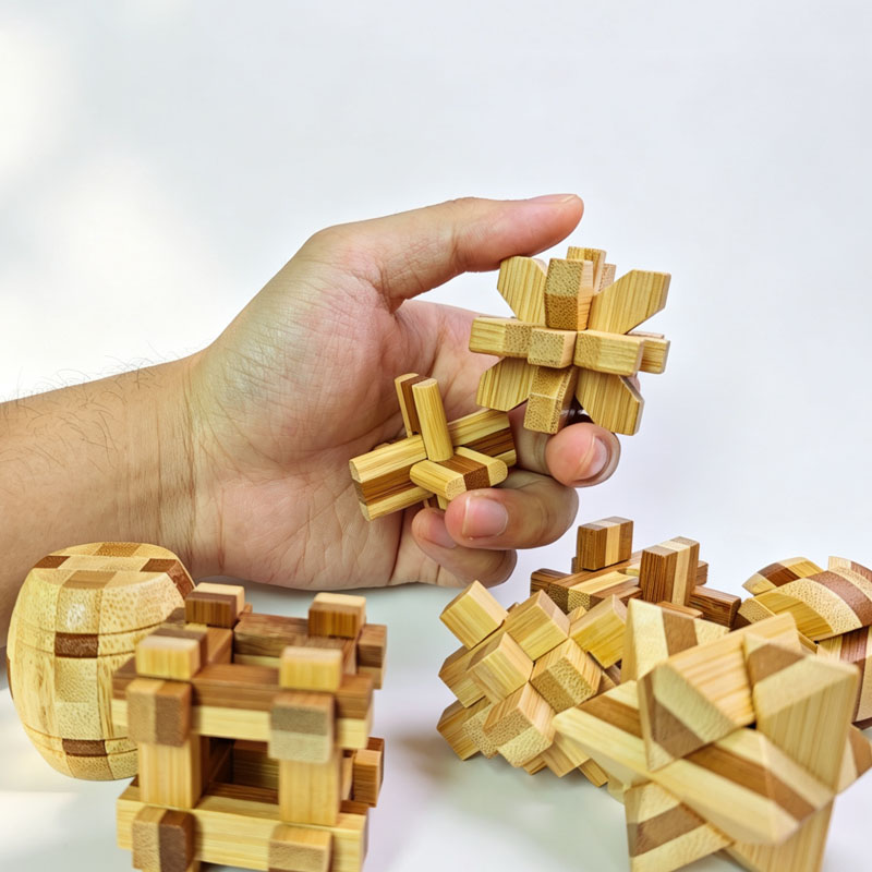 新しい4.5cmルバンロックパズル竹製解錠インターロック脳ト - Woodworking Kids Toys のレビューと価格