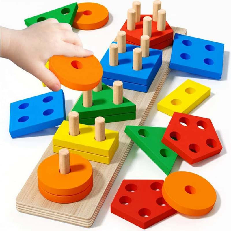 モンテッソーリ木のおもちゃ色形状マッチングパズルゲームカラフ - Woodworking Kids Toys のレビューと価格