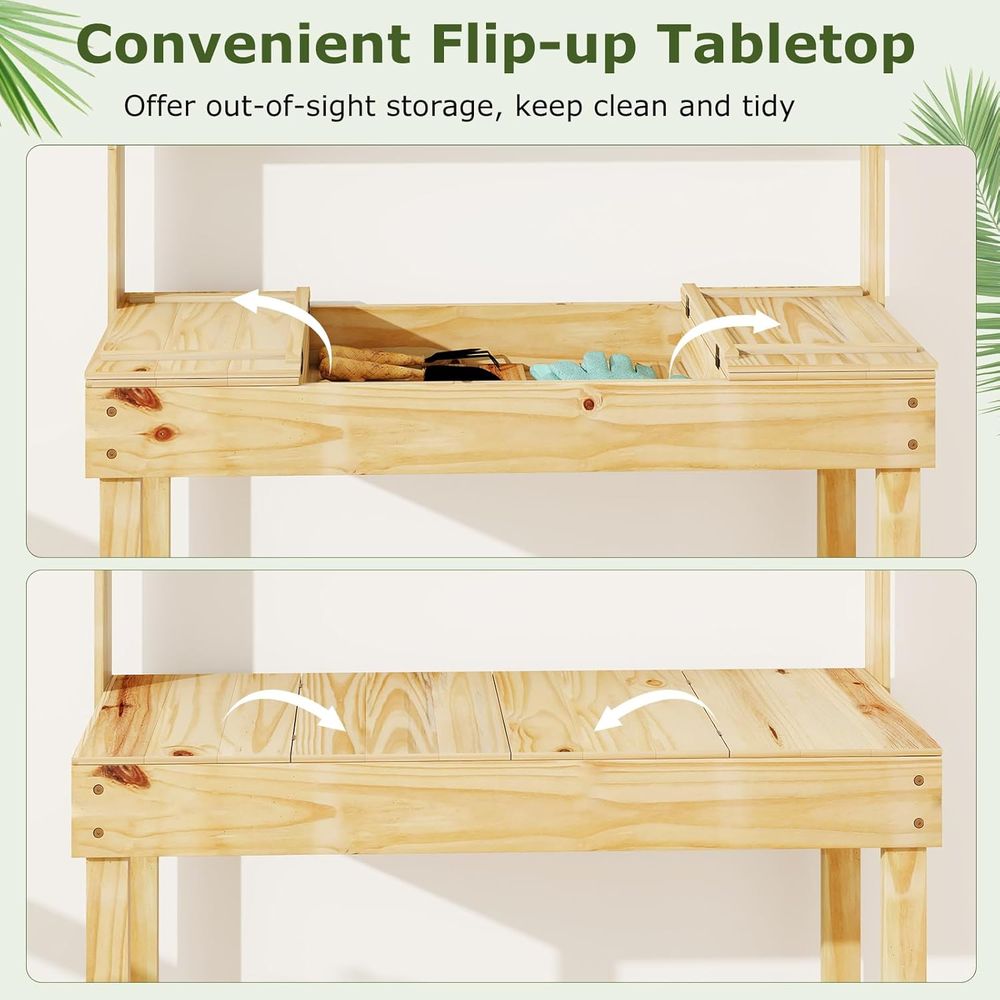 ポッティングベンチテーブル、60インチ木製ガーデンワークベン - Woodworking Work Table のレビューと価格