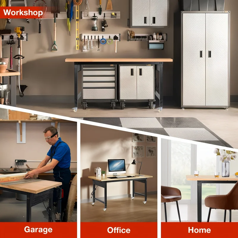 新入荷 調節可能なキャスター付き作業台、長さ60インチ x  - Woodworking Work Table のレビューと価格