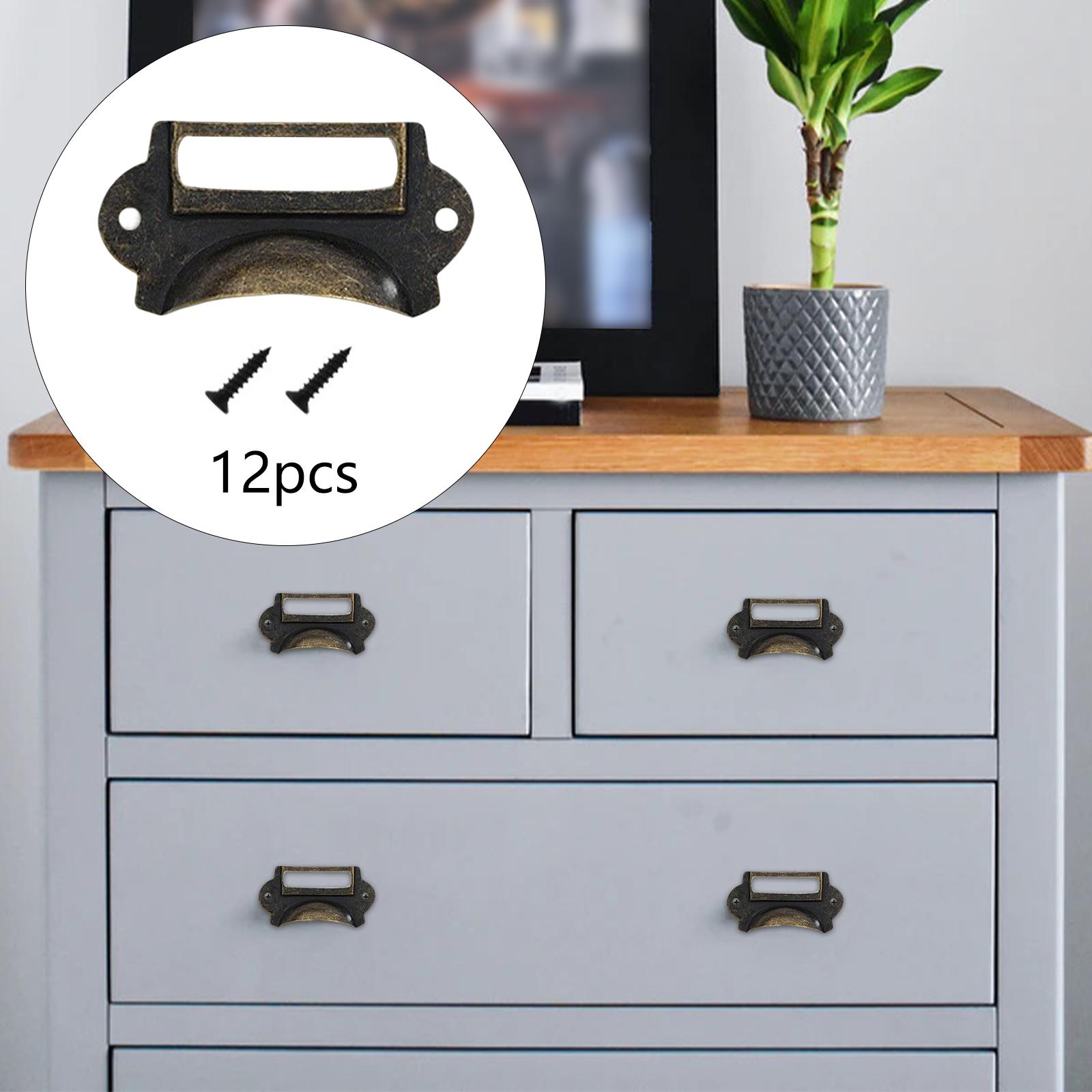 12個のレトロスタイル引き出しプルタグフレームラベルホルダー - Woodworking Names のレビューと価格