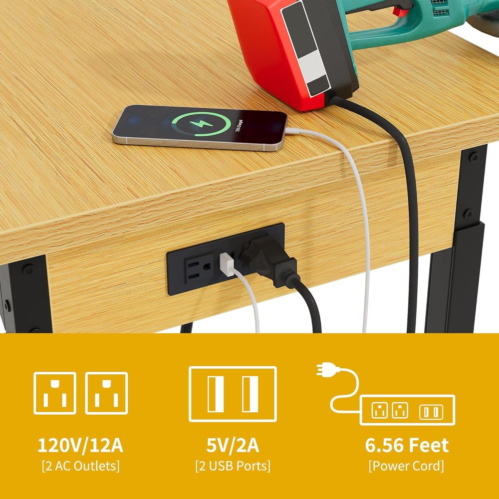 60インチヘビーデューティーワークベンチ（ペグボード＆ホイー - Woodworking Work Table のレビューと価格